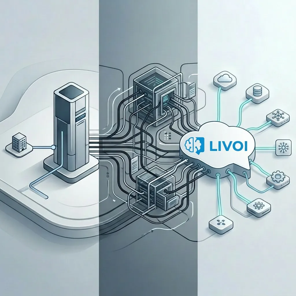 Visualisierung von LIVOI als offener KI-Plattform mit vernetzten Systemen und angebundenen Diensten