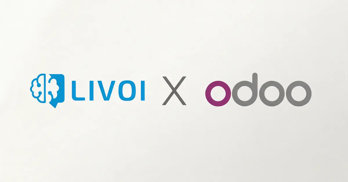 LIVOI- und Odoo-Logo nebeneinander, verbunden durch ein X