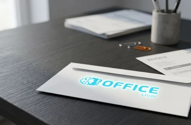 Briefumschlag mit LIVOI-Office-Logo neben Rechnungen auf einem Schreibtisch
