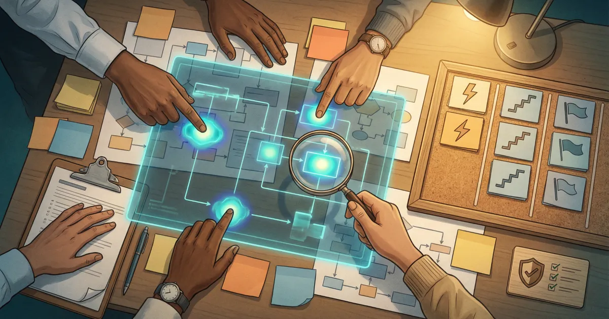 Mittelständisches Team priorisiert KI-Use-Cases auf einem strukturierten Prozessboard